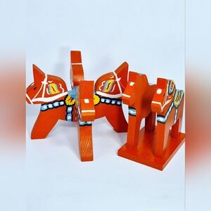 Swedish Art, Dala Horse candle or plant holder and napkin or mail holder
